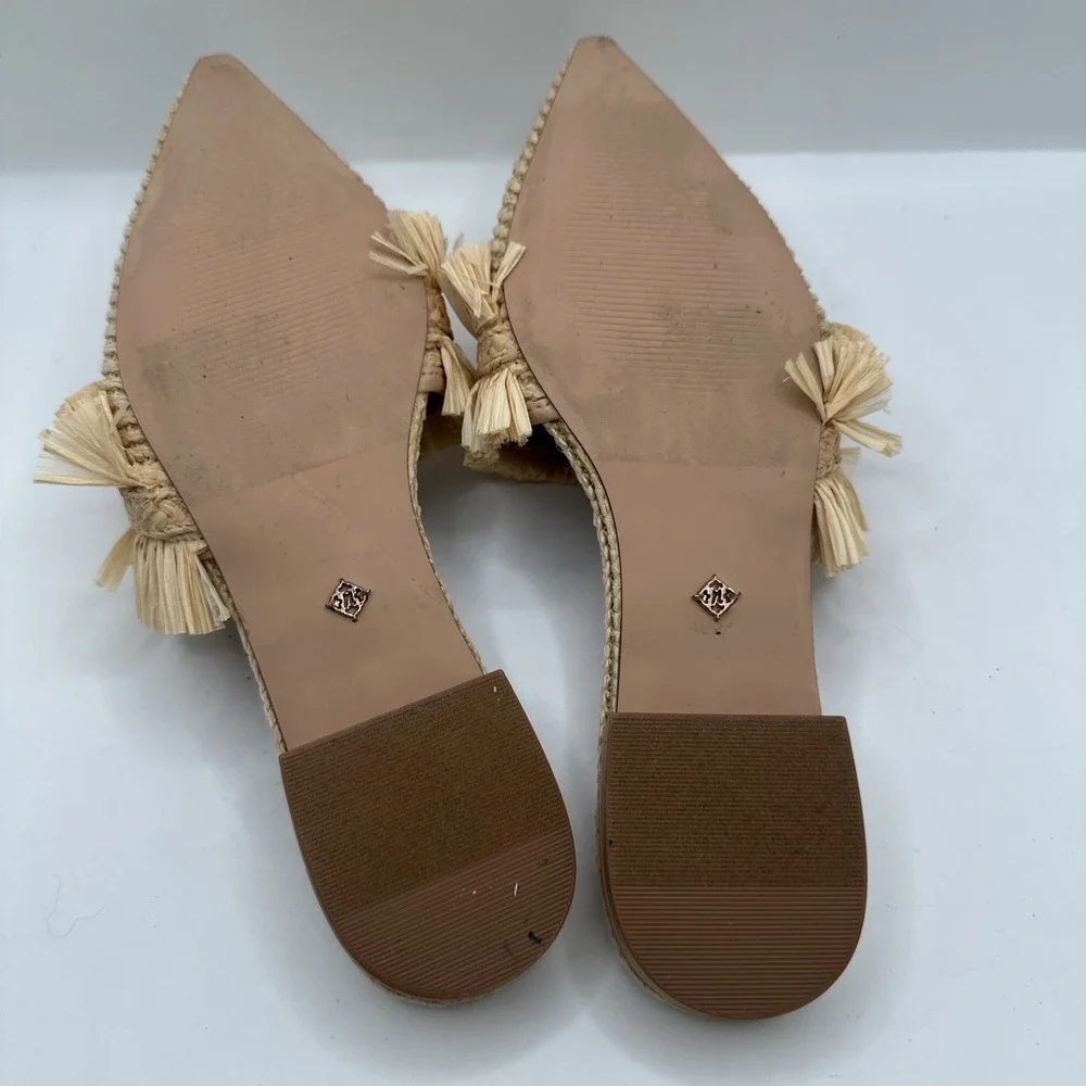 Nanette Lepore‎ Jeweled Weave Flats Women's 8 M Slip On Natural Slippers New